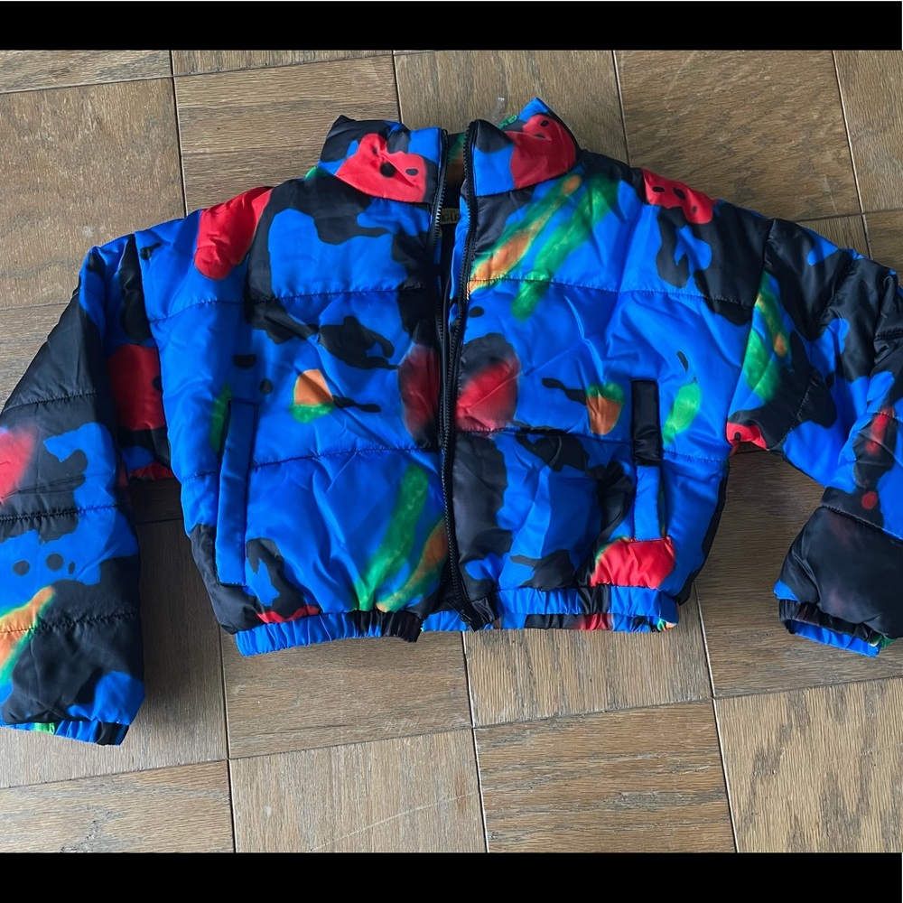 Multi Color Cropped Bubble Coat